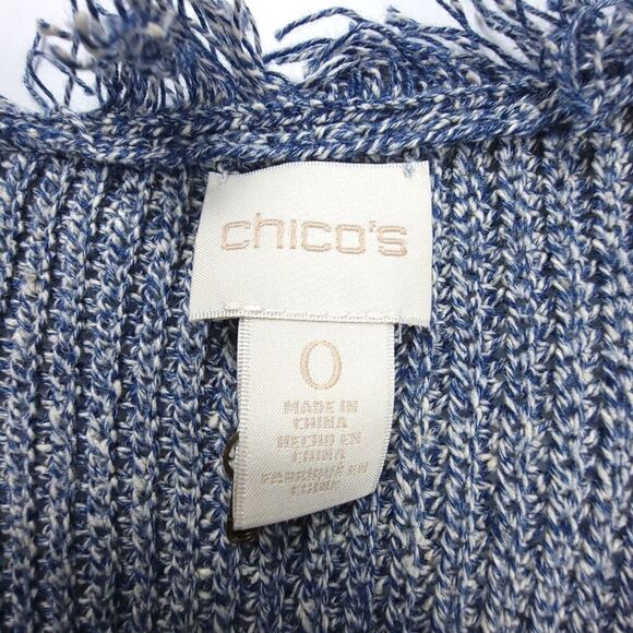 CHICOS Silk Patchwork Fringe Long Western Boho Blocked Lace Denalia Cardigan - Picture 2 of 8